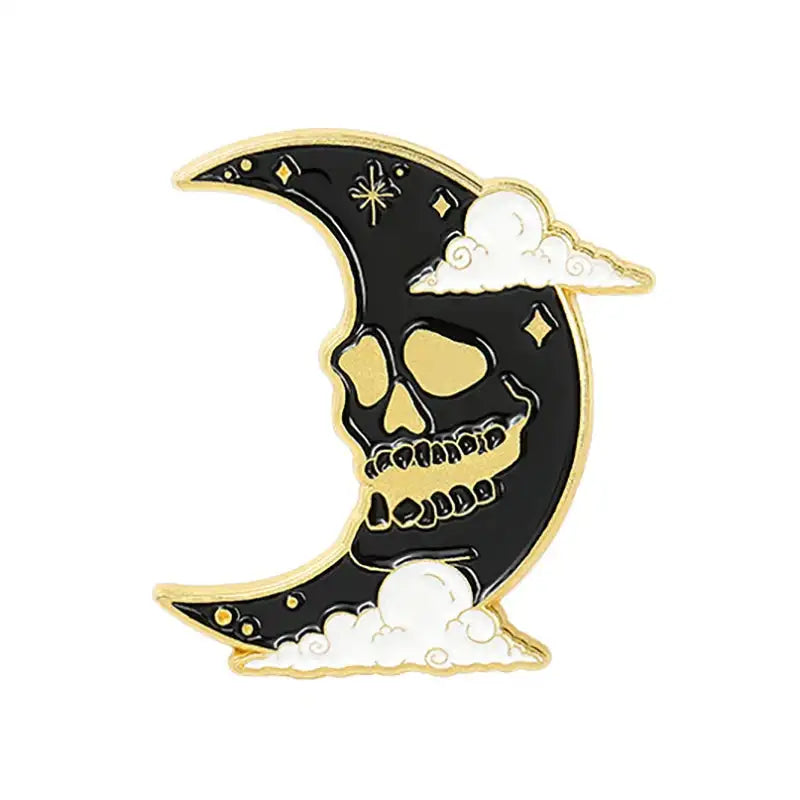 Punk Style Brooch Skull Rose Heart Brooch Halloween Cat Head Compass Wizard Hat Black Cat Alloy Brooches Enamel Badge Lapel Pins
