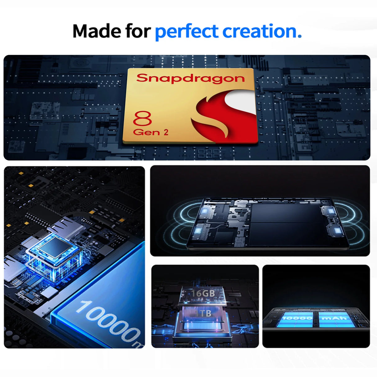 Tablette haute performance Pad 9 Pro 10,1 pouces 2K plein écran 16 Go + 1 To Snapdragon 8 Gen2 Android 13 24MP + 48MP