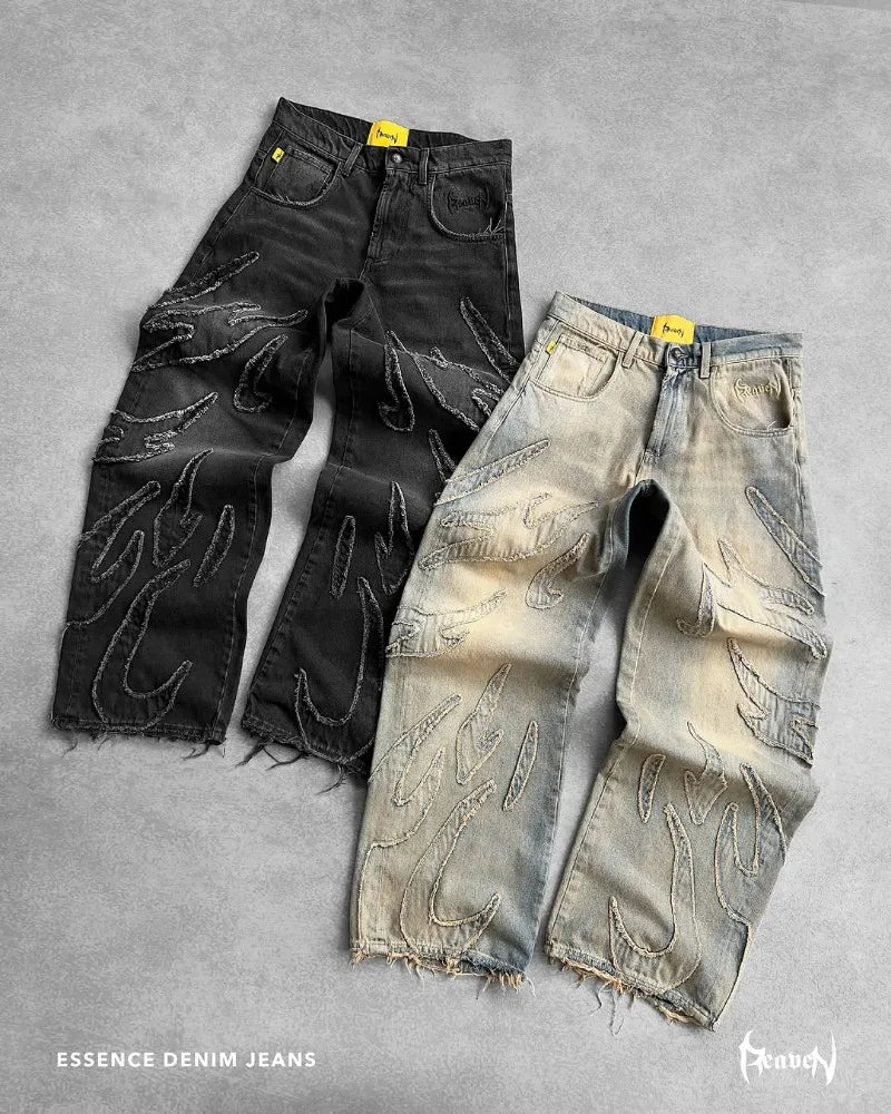 Y2K Baggy Jeans Vintage Gothic American Hip Hop Streetwear Patch Embroidery high quality Jeans Men Women Casual wide leg Jeans - Lootquake