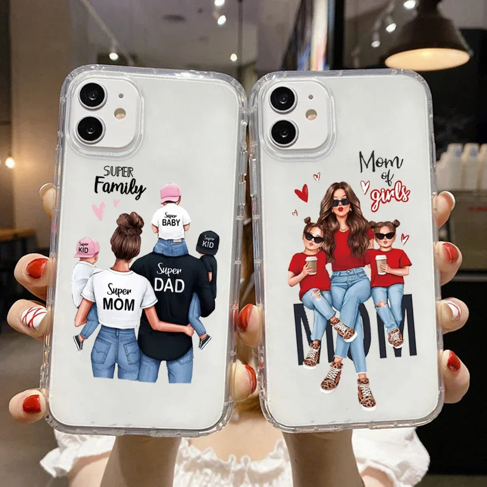 Funda para teléfono con diseño de supermamá y papá