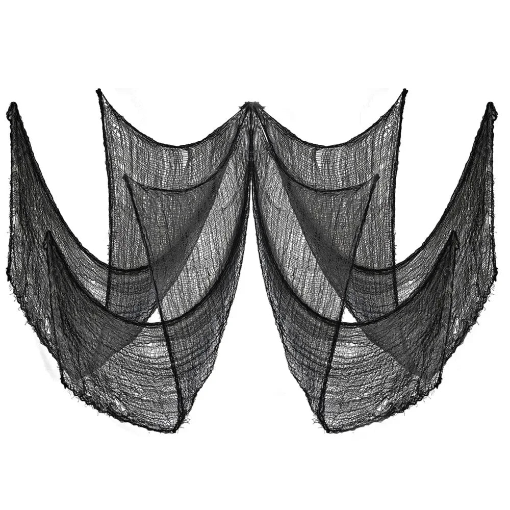 Décorations d'Halloween 76 x 183 cm, gaze noire effrayante, filet pour fenêtre, table, porte, déguisement, fête, maison hantée, décoration murale