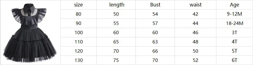 Halloween Wednesday Cosplay Costume 0-6-year-old Baby Fashion Hollow lace princess dress carnival girls black evening dress