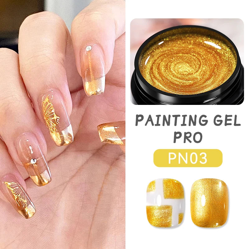 BORN PRETTY Esmalte de uñas en gel metálico con efecto espejo dorado y plateado, superbrillante, para dibujar líneas, uñas francesas, barniz UV.