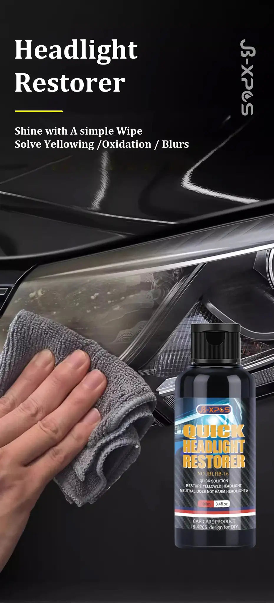 Headlight Restoration Polishing Headlamp Scratch Remover Repair Cleaning Paste Remove Oxidation Headlight Polish Liquid LHB-16 - Lootquake