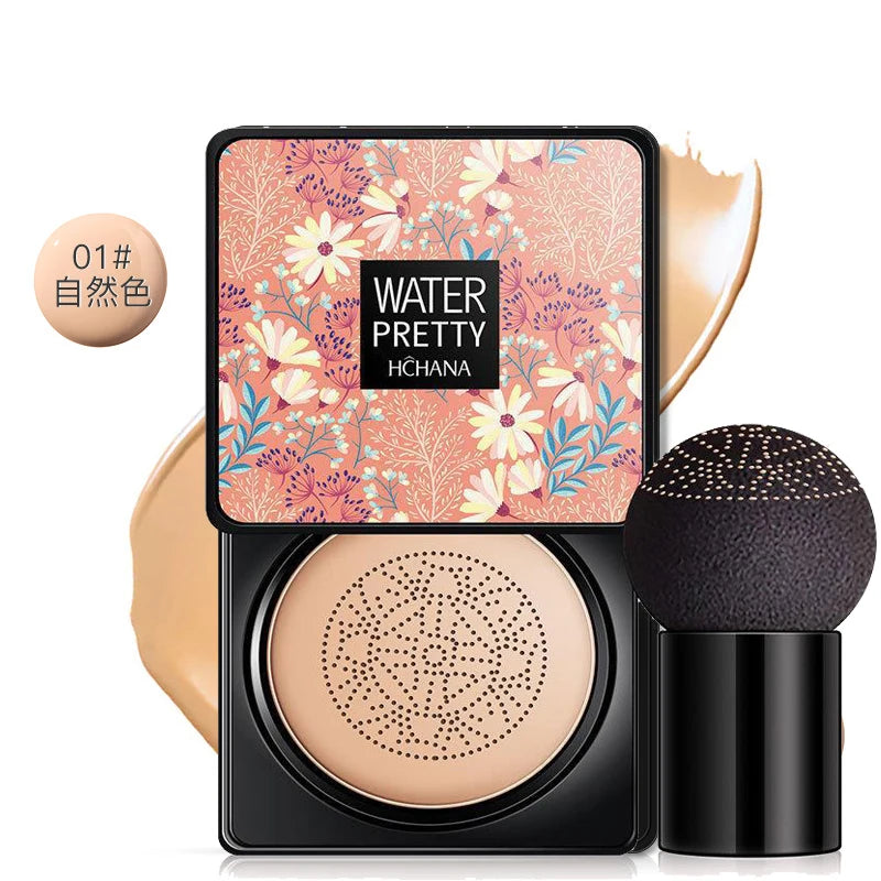 Coussin d'air CC Crème Fond de teint tête de champignon Hydratant Longue tenue Cosmétiques visage Éclaircissant naturel Base de teint Maquillage