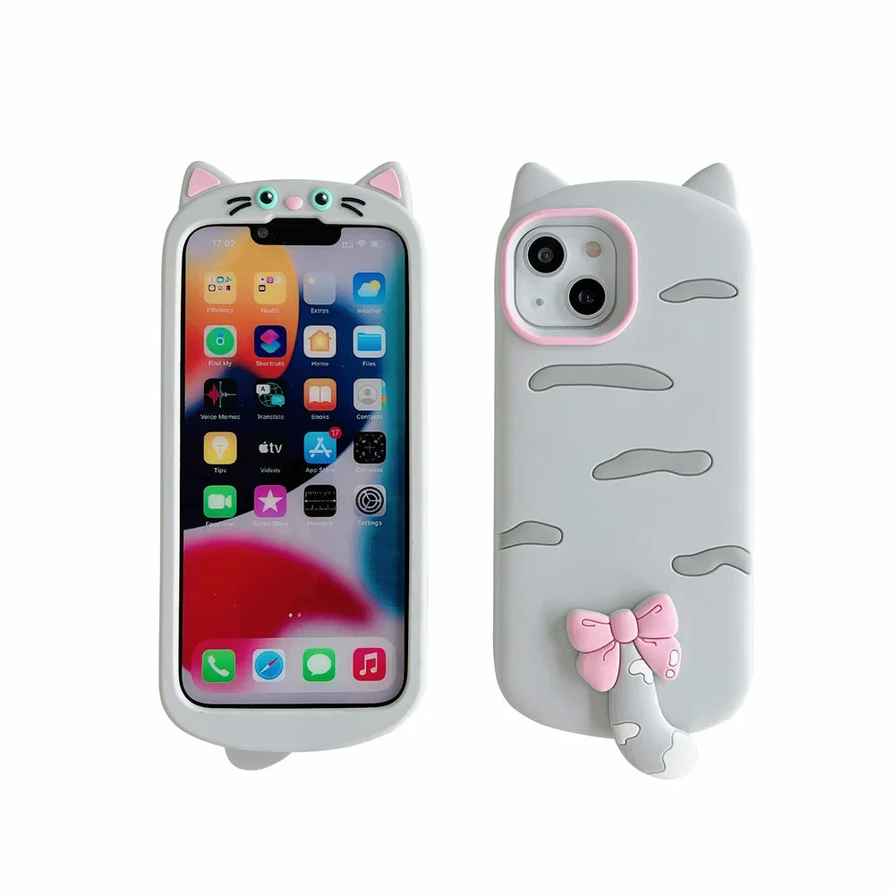 Cartoon Silicone 3d Silhouette Cat Suitable Phone Case