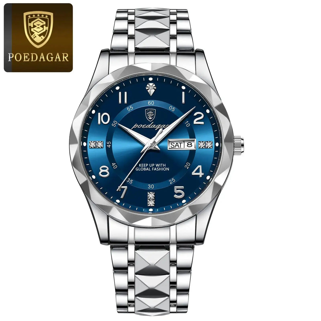 POEDAGAR Luxury Business Men's Wristwatch Stainless Steel Date Week Man Watch Waterproof Luminous Fashion Quartz Watches For Men - Lootquake