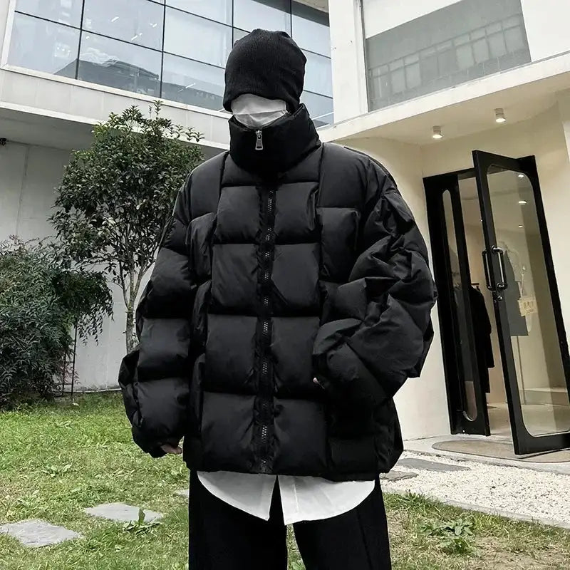 2023 Korean Fashion Thick Winter Jacket Men Parkas Jacket Men Outwear Coats Solid Stand Collar Windbreaker Cotton Padded Jacket - Lootquake