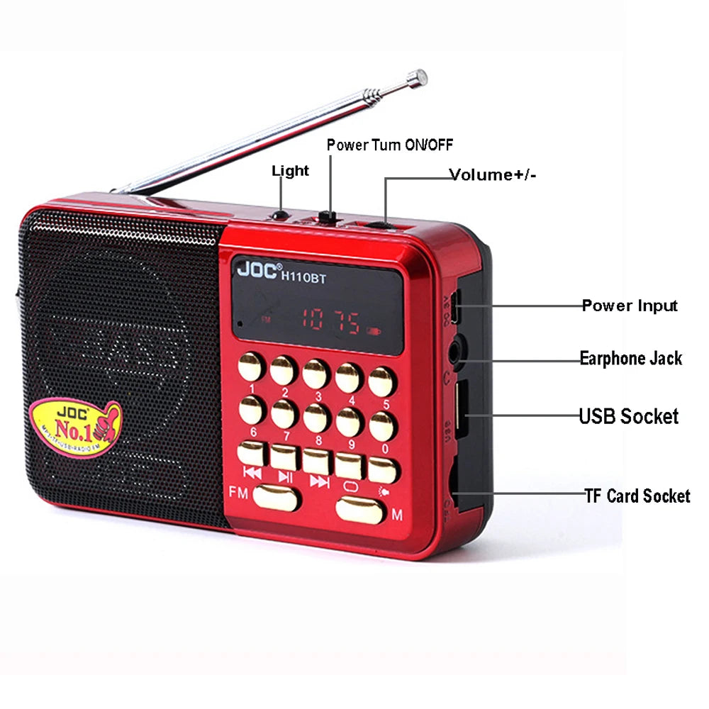 Enceinte Bluetooth portable, radio FM stéréo, sans fil, lecteur de carte TF USB, rechargeable, avec récepteur FM stéréo