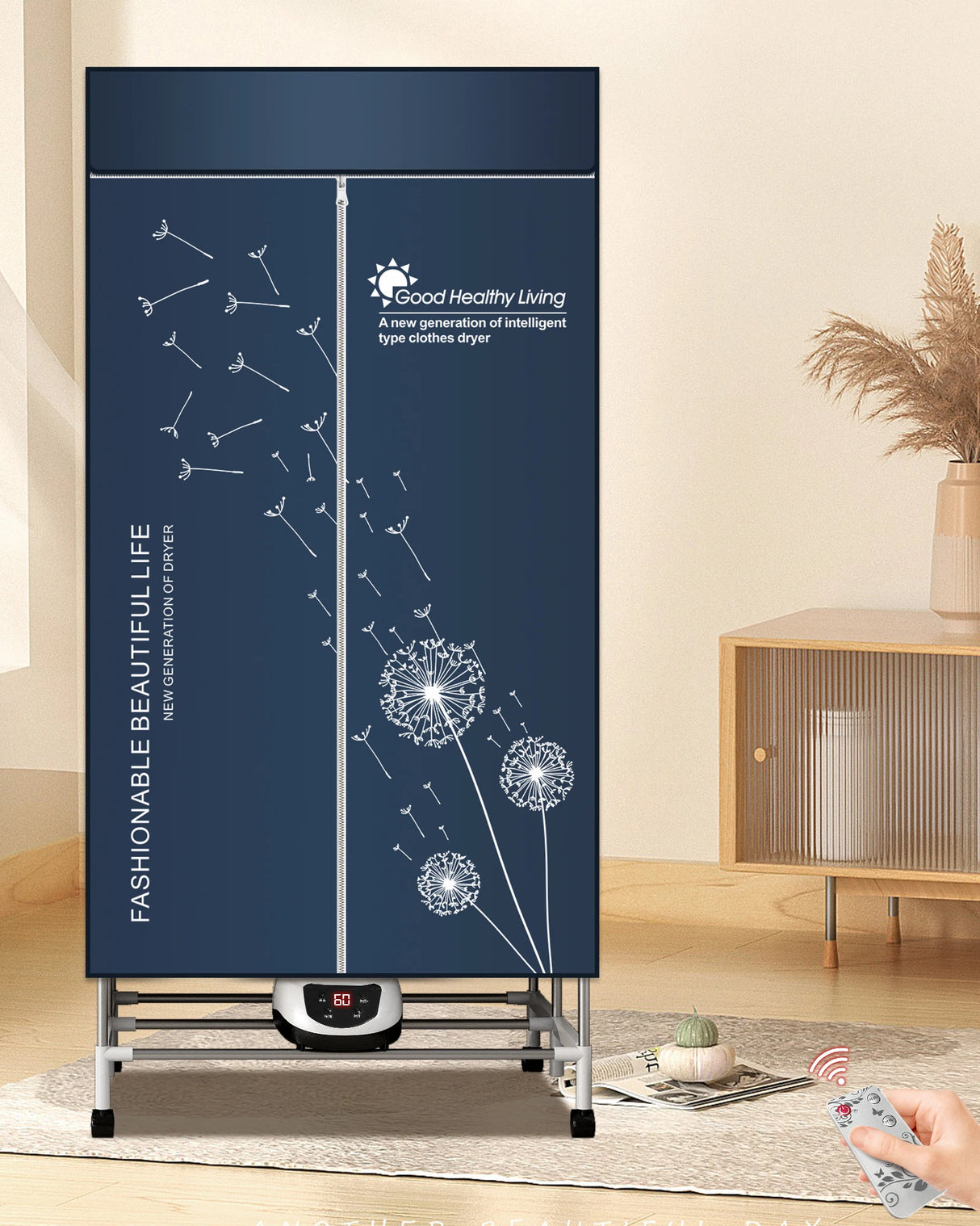 Séchoir à linge électrique portable, étendoir chauffant 220 V-1500 W, avec minuterie, sèche-linge électrique