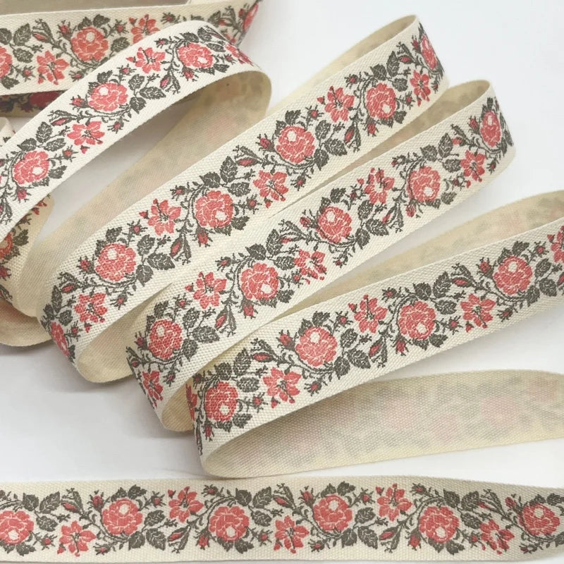 5Y 1.5cm/2.5cm Flowers Printed Cotton Floral Ribbon For Handmade DIY Craft Scrapbook Gift Packing Easter Wedding Christmas Deco - Lootquake