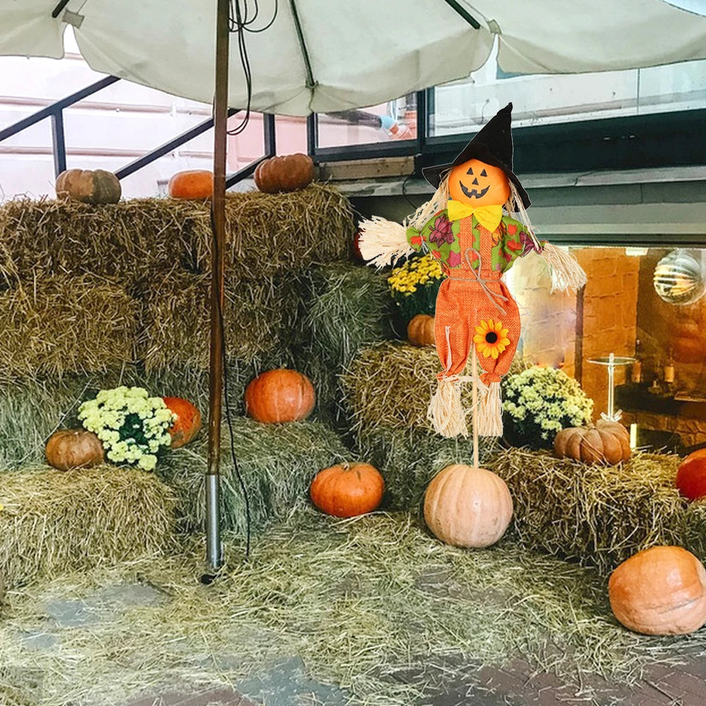 Small Halloween Scarecrow Decoration Fall Harvest Standing Scarecrow Decors Rustic Outdoor Scarecrow Halloween Decor