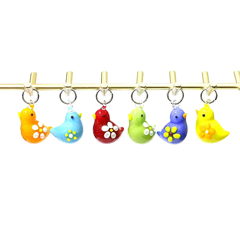 2pcs Cute Tiny Bird Charm Glass Pendant Kawaii Style Bird Mini Figurine Easter Ornament for Diy Women Jewelry Making Accessories - Lootquake
