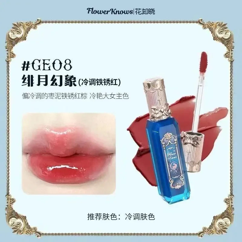 Flower Knows Strawberry Rococo Series Cloud Lip Cream Gloss à lèvres longue tenue Velvet Lip Tint Rouge à lèvres pour femmes Cosmétique