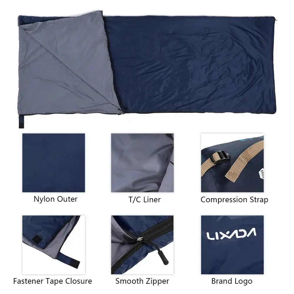 Saco de dormir portátil para exteriores Lixada de 190 x 75 cm, para acampar, viajar, senderismo, multifunción, ultraligero, 680 g, para mochileros.