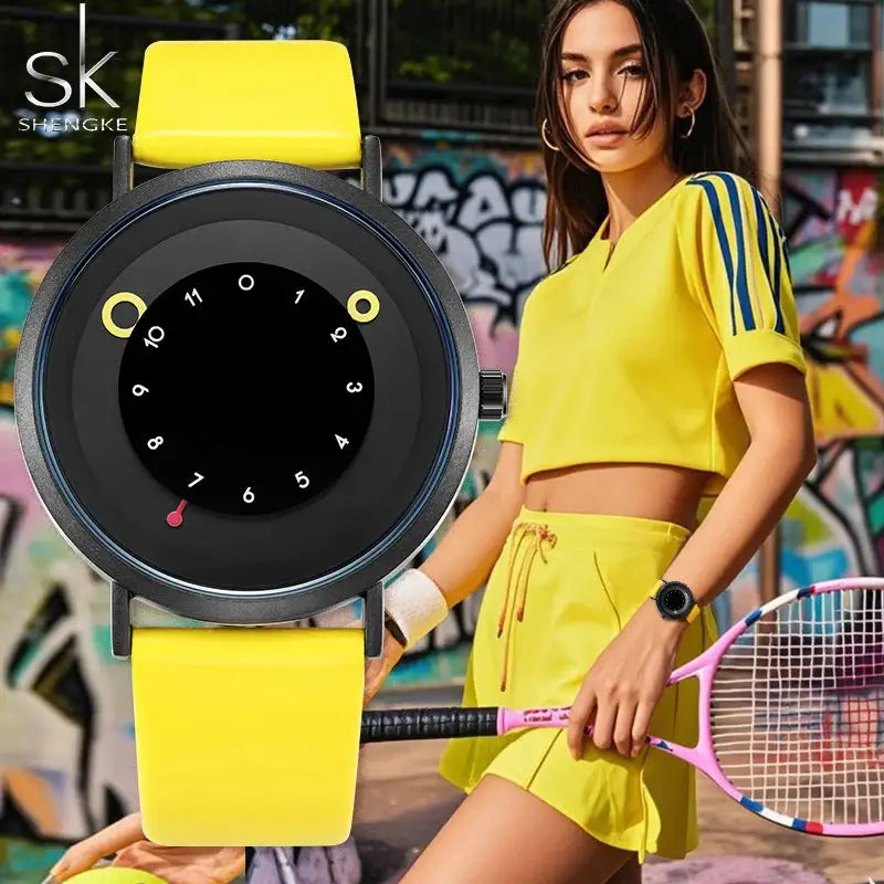 Shengke Women Creative Wristwatch Ladies Watches Yellow Leather Band Best Gifts Wristwatches Clock Montres Femme Reloj Mujer - Lootquake