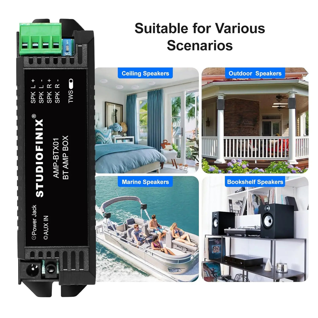 Herdio 2PCS 4 Inch Ceiling Bluetooth Speaker Kit Water Resistant 160W Marine Speakers For Bathroom Kitchen Home Outdoor Camper