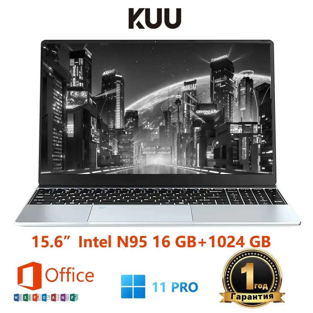 15.6 inch Business Laptop Intel N95 16GB RAM 1024GB SSD Cheap Portable Laptop With Fingerprint Bluetooth Camera for PS Office - Lootquake