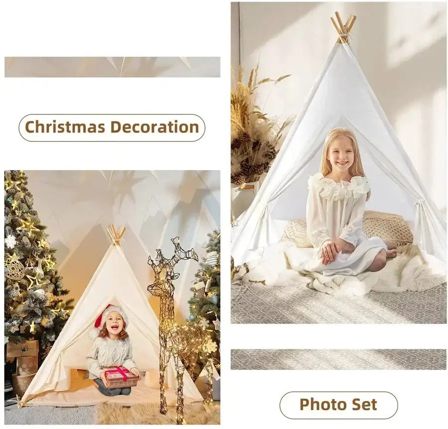 Tent for Kids Indoor Household Children Play House Wigwams Portable Folding Tipi Teepee Girl and Boy Castle Play Room Tents - Lootquake