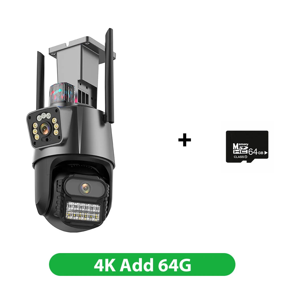 Cámara IP WIFI 8K con zoom 8X, cuatro lentes y cuatro pantallas, detección humana, 4K, 8MP, IP HD, doble pantalla, seguridad, impermeable, iCsee