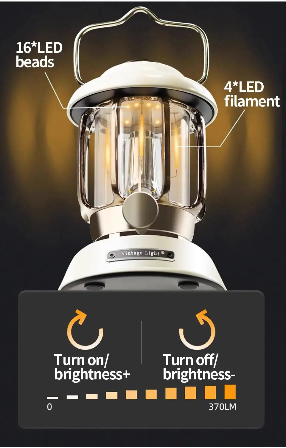 Outdoor Camping Lantern Portable USB Rechargeable Lamp Retro LED Light For Emergency Fishing Hiking Tent Nightlight Waterproof - Lootquake