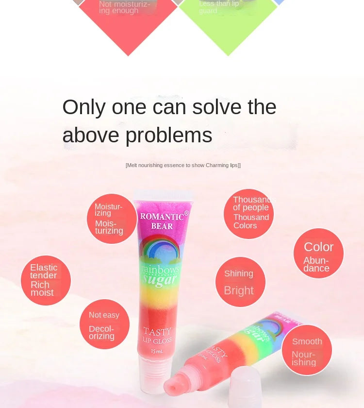 Rouge à lèvres sexy et pulpeux, brillant à lèvres transparent, baume à lèvres fruité arc-en-ciel, teinte brillante pour les lèvres, base de maquillage pour la bouche, rouge à lèvres, maquillage tendance