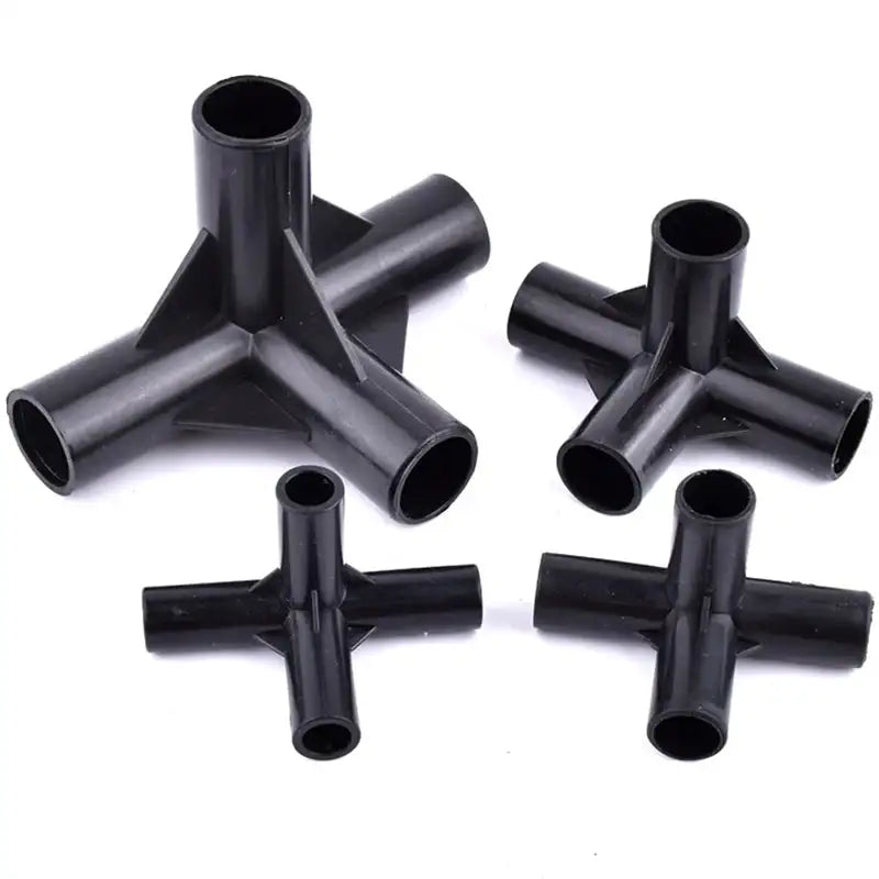 8/12/16/19mm Black PVC Pipe Fittings 4-way Connector Tent Wardrobe Fixed Fittings Plants Support Joint, DIY Shelf Tube Fittings - Lootquake