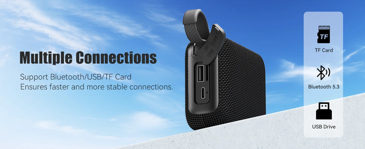 Enceintes Bluetooth TWS 10 W, basses améliorées, portable, sans fil, pour l'extérieur, étanche IP7, 30 h, pour la douche, Bluetooth 5.3