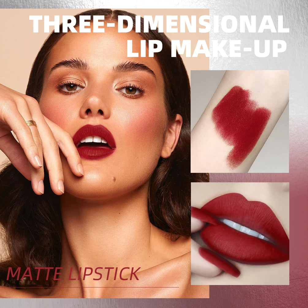 High Quality Professional Lipsticks Nude Matte Lipstick Long Lasting Moisturizing Makeup Sexy Red Lipgloss Tint Lips Cosmetics