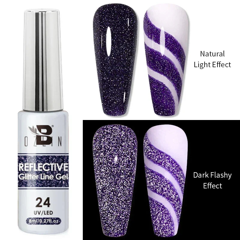 Esmalte de uñas en gel semipermanente, efecto espejo metálico, cromado, superbrillante, francés, UV LED, 5 ml, dorado y plateado.