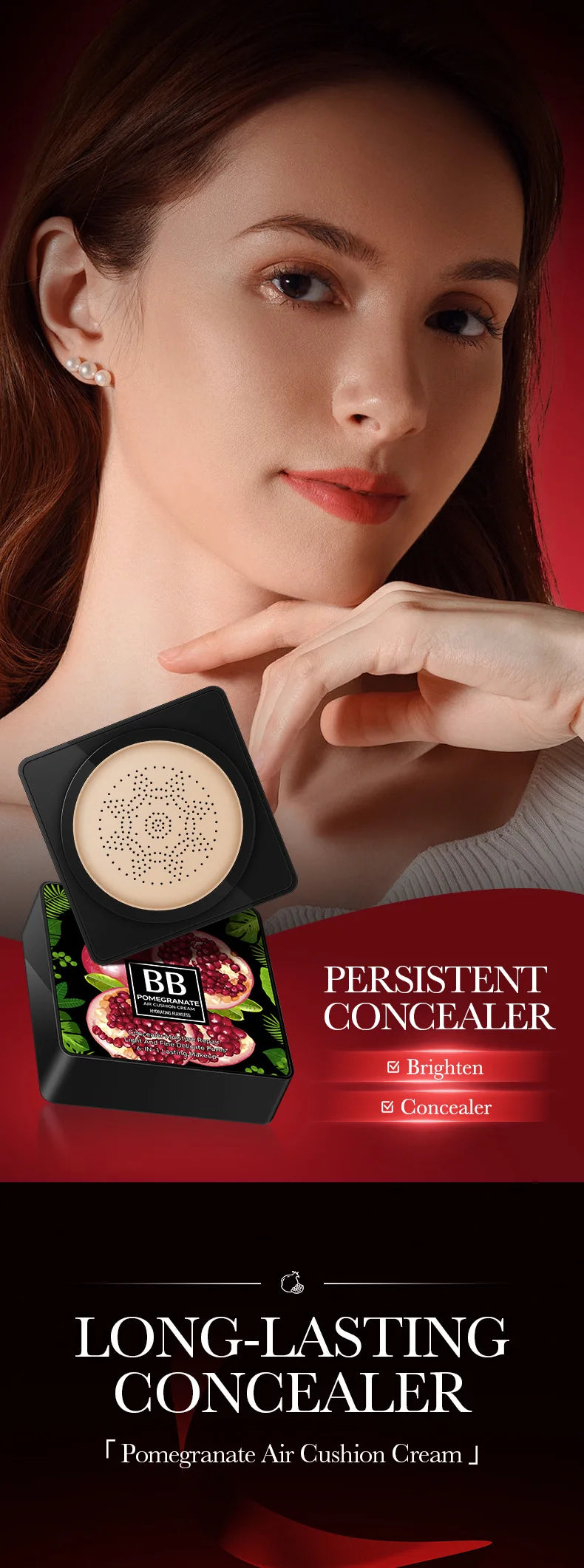 Coussin d'air CC Crème Fond de teint tête de champignon Hydratant Longue tenue Cosmétiques visage Éclaircissant naturel Base de teint Maquillage