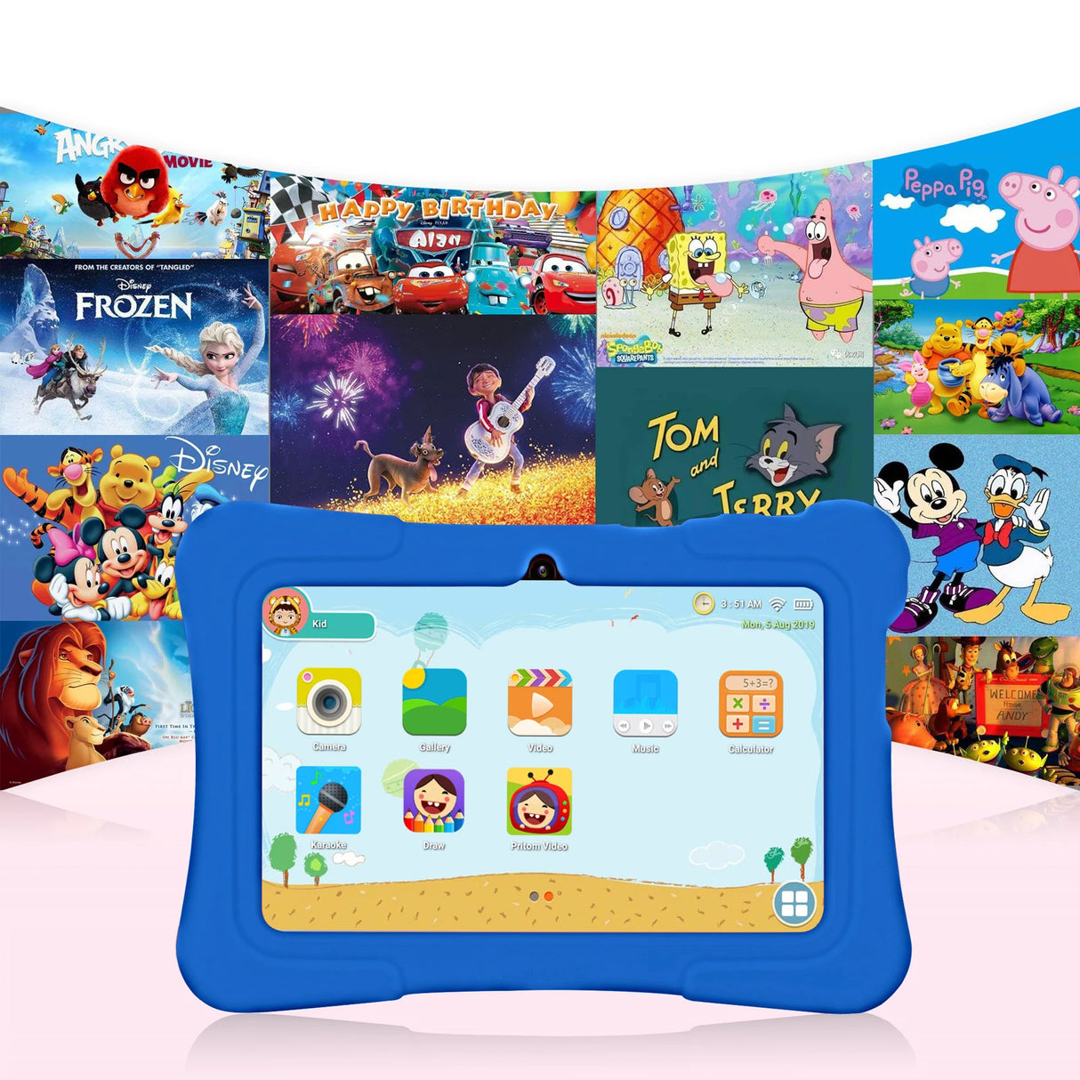 Tablette enfant PRITOM 7 pouces, Android 10, 4 cœurs, 32 Go, Wi-Fi, Bluetooth, logiciel éducatif installé