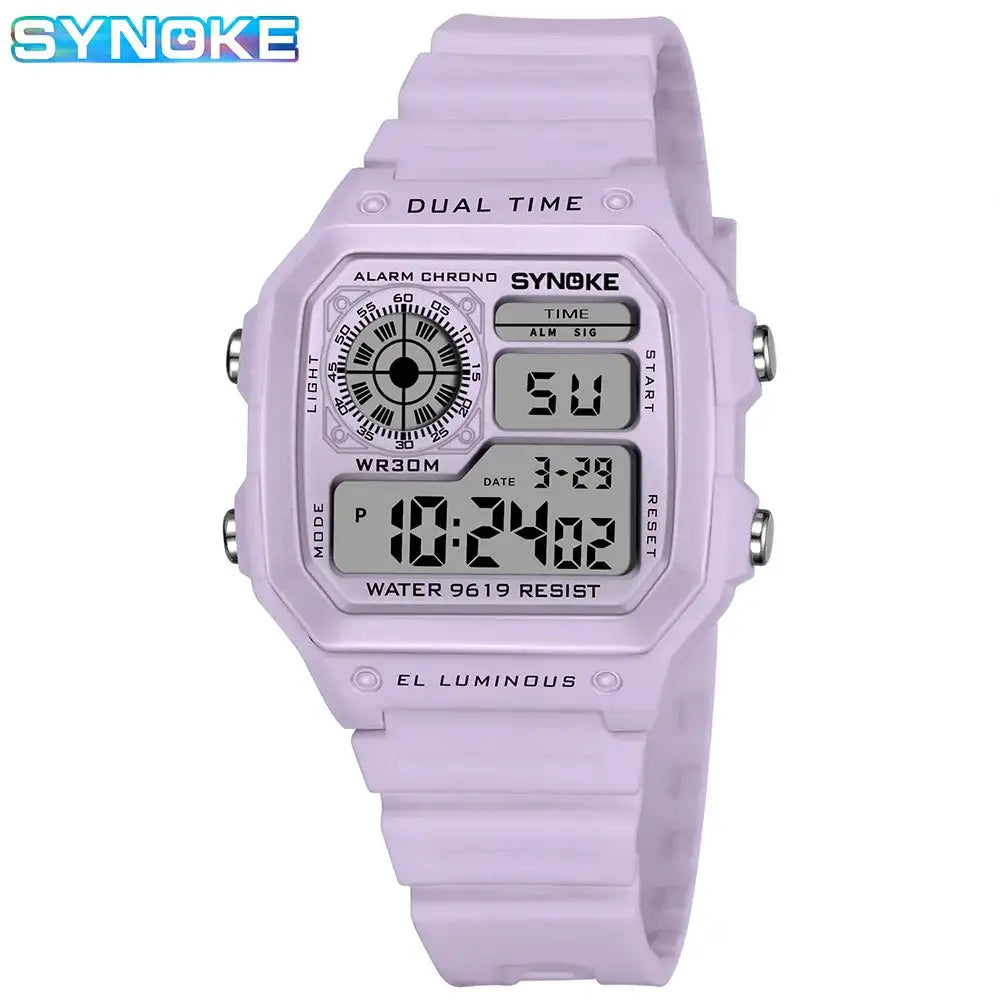SYNOKE Digital Watches Lady Sports Luminous Multifunction Waterproof Chrono Wristwatch Outdoor Girls Fashion Student Watch New - Lootquake