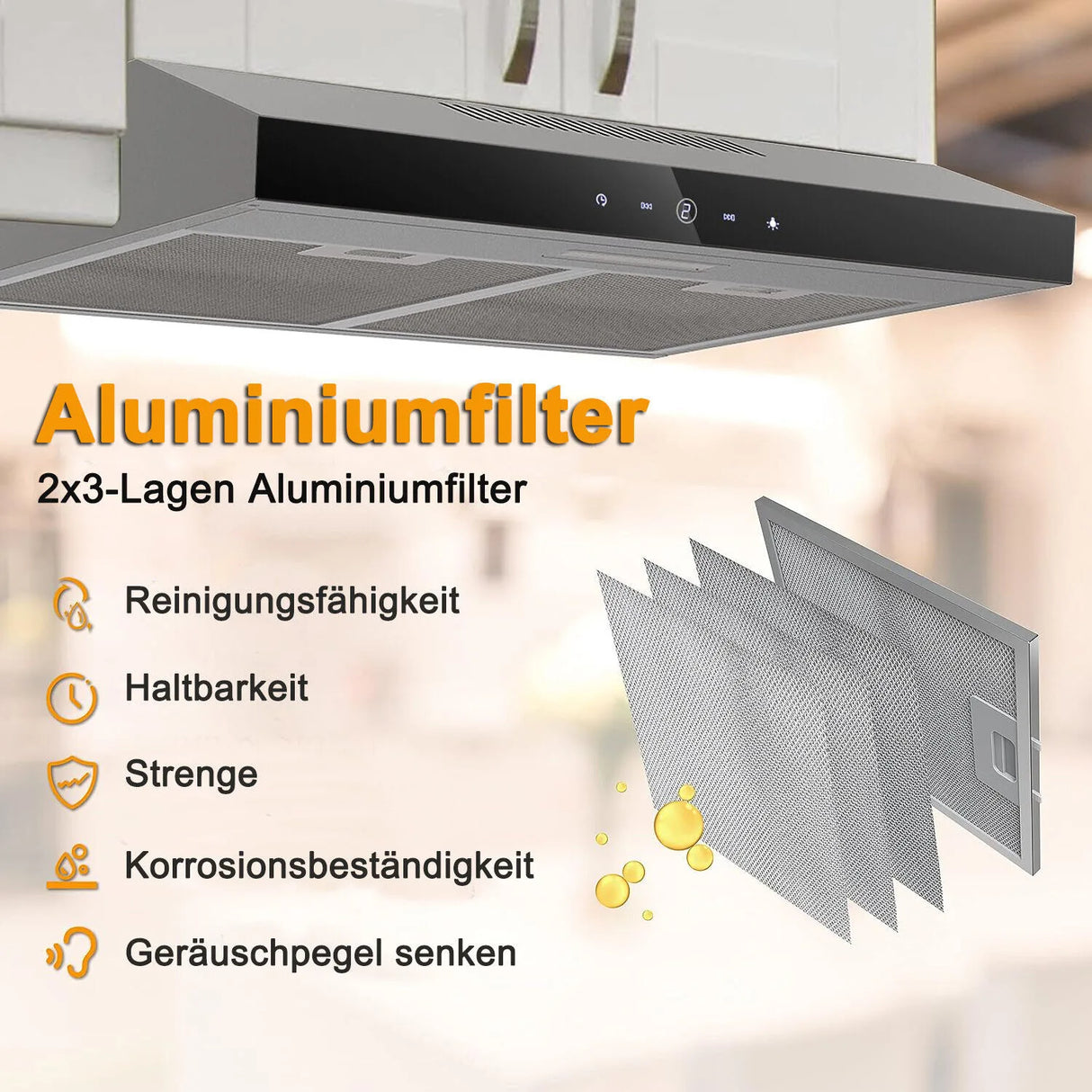 Hotte aspirante à LED TopStrong 60 cm à recirculation d'air sous meuble EUTF2360