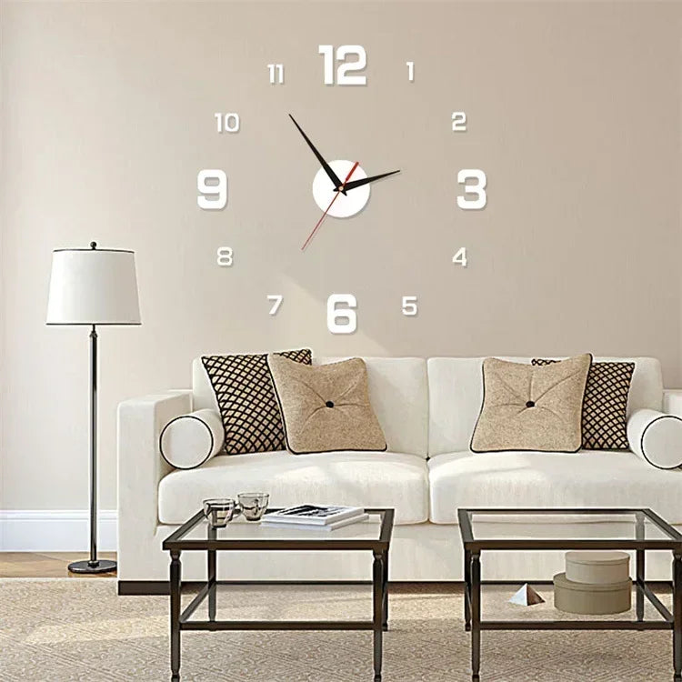 New 3D Acrylic Mirror Wall Clock Sticker for 40CM Fashion DIY Quartz Clocks Watch Home Decoration Living Room Stickers - Lootquake