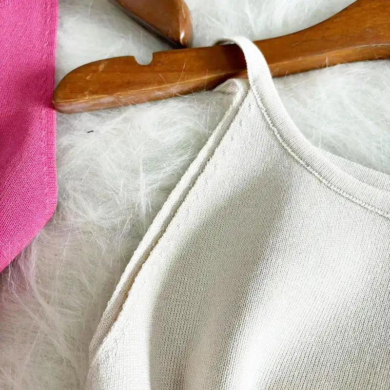 2024 Sexy Summer Knit Strap Dress Women Halter Elatic Waist Bodycon Sundress Female Beach Solid Maxi Long Dress - Lootquake