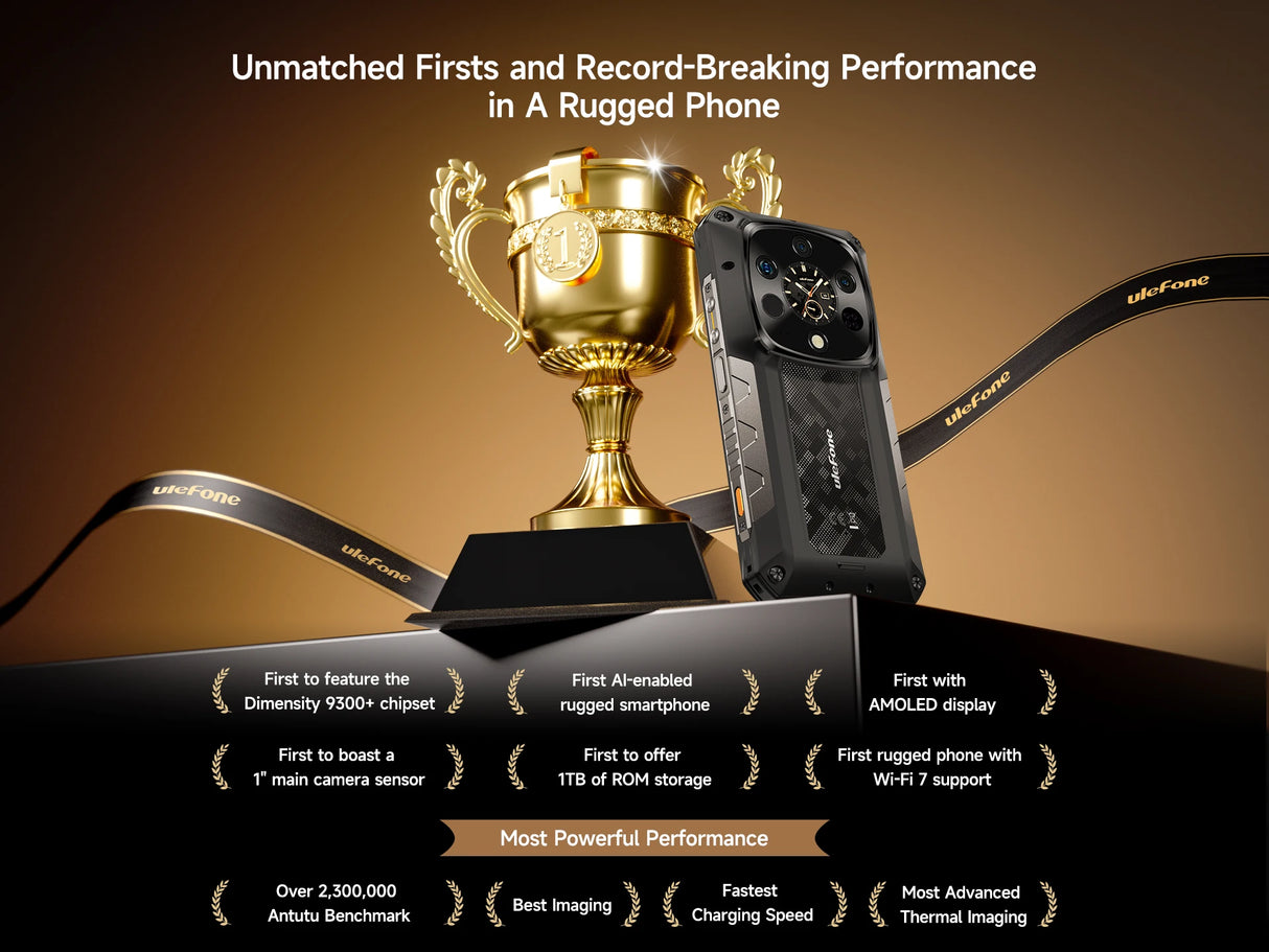 Teléfono robusto Ulefone Armor 28 Ultra 5G con imagen térmica por IA, Dimensity 9300+, 1 TB de ROM, 32 GB de RAM, Android, AMOLED