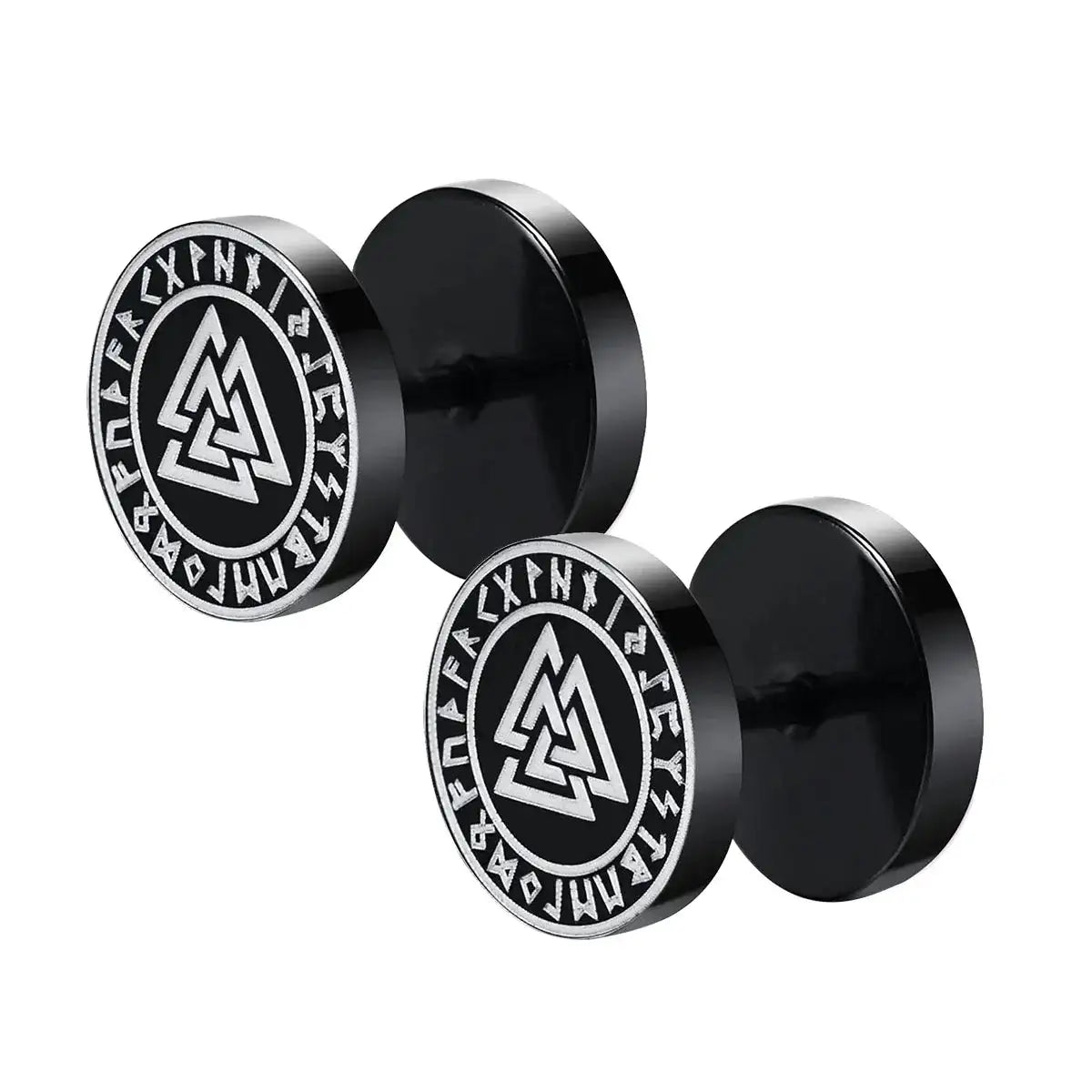 Gothic Norse Viking Runes Stud Earrings for Men Boys,Rock Punk Stainless Steel Valknut Wolf Head Compass Celtic Knot Earrings - Lootquake