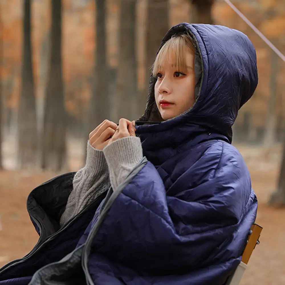 Outdoor Wearable Cloak Sleeping Bag Portable Warming Sleeping Bag Light-weight Cotton Sleeping Bag for Winter Camping Travel - Lootquake