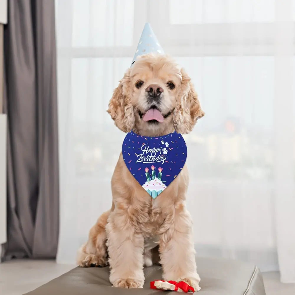 Bandana d'anniversaire pour chien, garçon et fille, fournitures de fête d'anniversaire pour animaux de compagnie, bavoirs triangulaires, écharpe, accessoires pour chien de grande taille