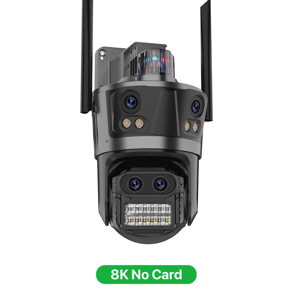 Cámara IP WIFI 8K con zoom 8X, cuatro lentes y cuatro pantallas, detección humana, 4K, 8MP, IP HD, doble pantalla, seguridad, impermeable, iCsee