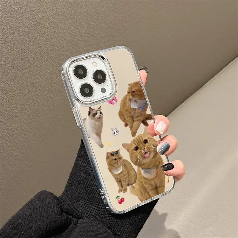 Funda para teléfono con espejo suave y bonito gato