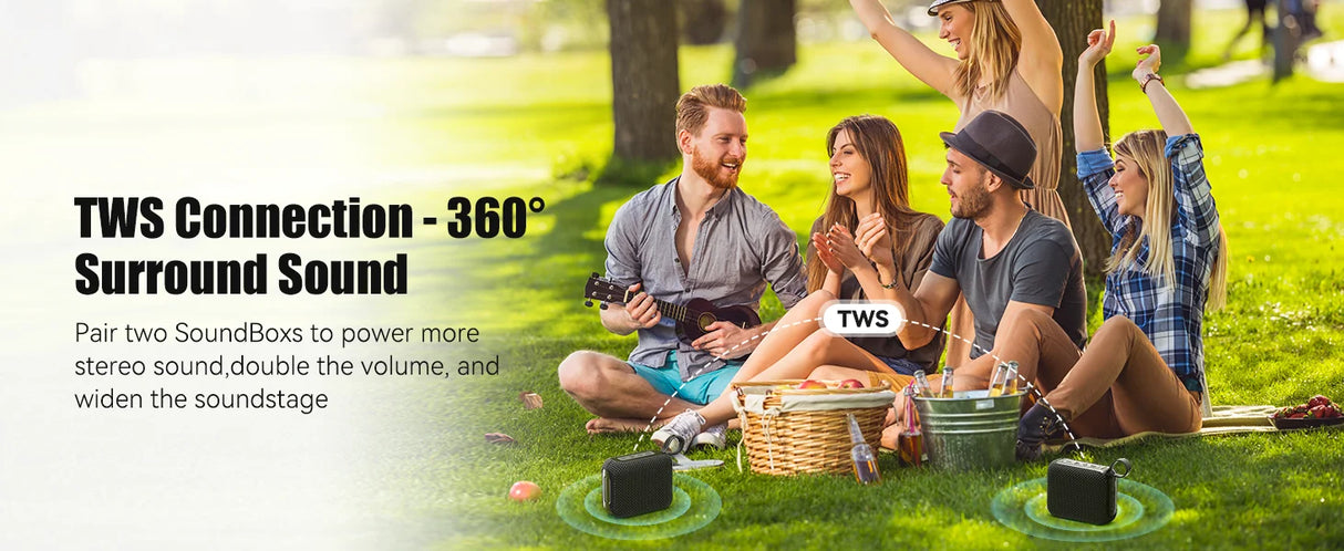 Enceintes Bluetooth TWS 10 W, basses améliorées, portable, sans fil, pour l'extérieur, étanche IP7, 30 h, pour la douche, Bluetooth 5.3