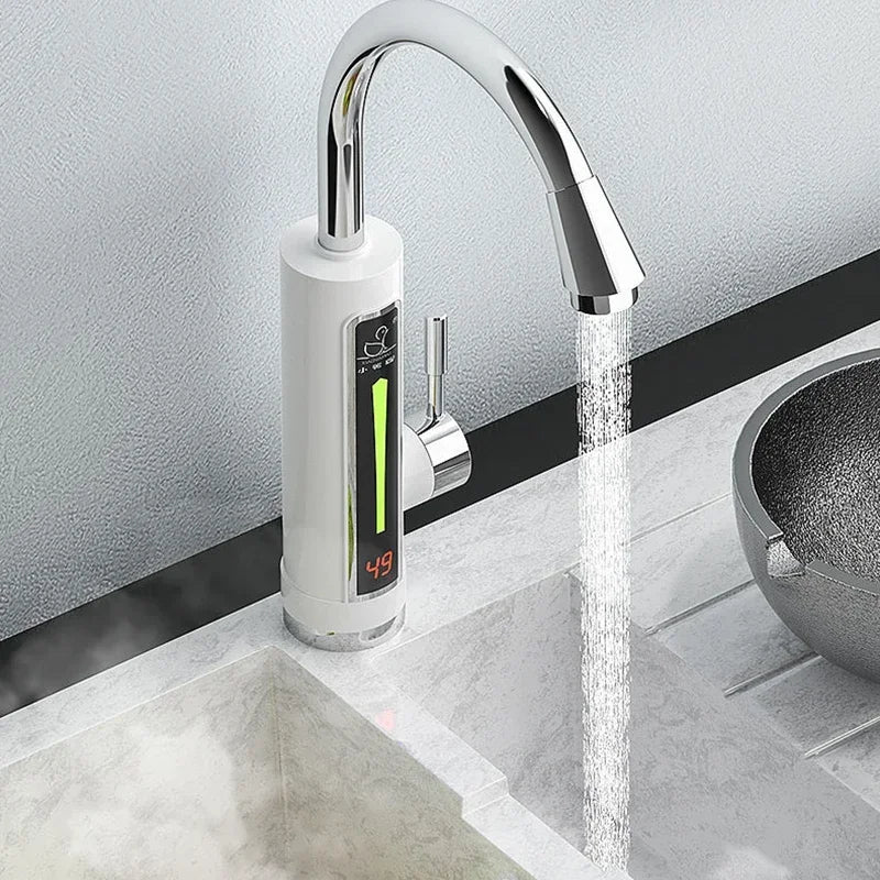 Robinet de cuisine électrique à chauffage instantané 3300 W, double usage, eau chaude et froide, sans réservoir, chauffage rapide avec affichage LED