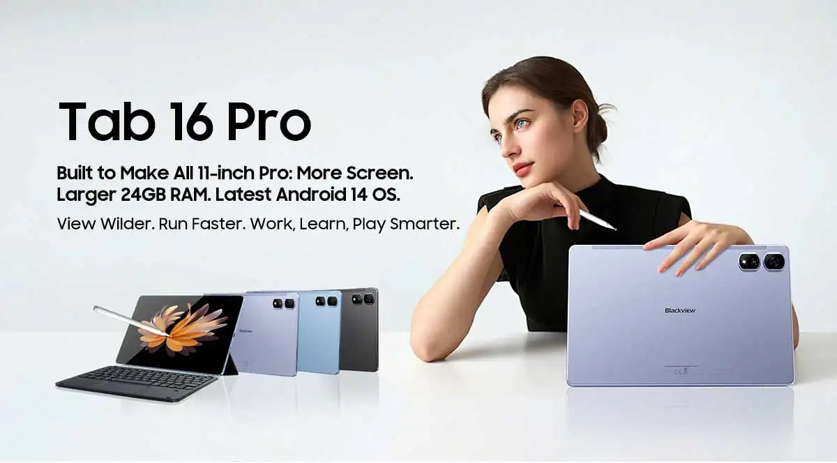 Tablette PC Blackview Tab 16 Pro 11'' FHD+ T616 Octa Core 24 Go (8+16) RAM 256 Go ROM 7700 mAh 4G Tablettes Android 14