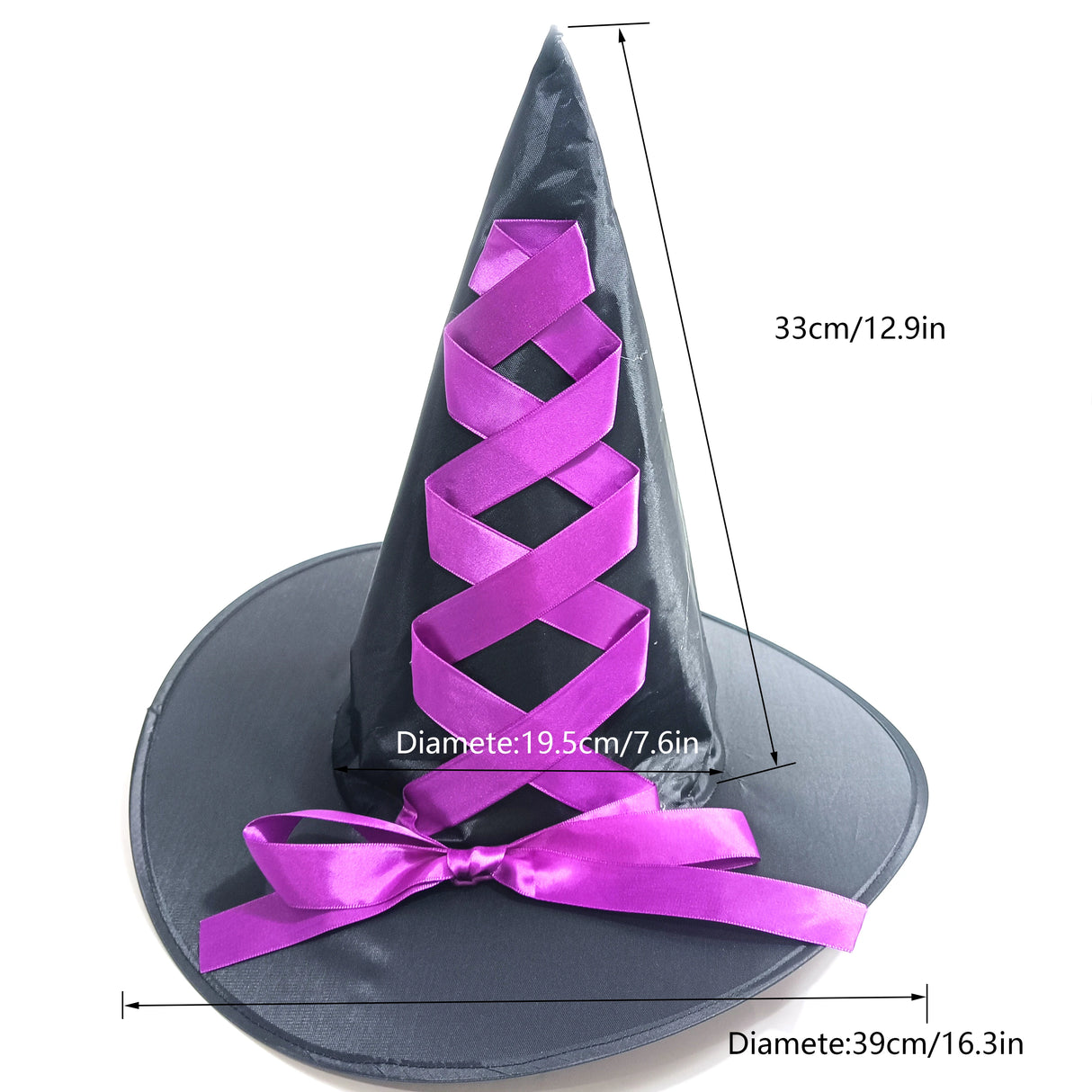 Girl's Halloween Witch Costume Set for Cosplay Parties Includes Breathable Soft Lining Skirt Broom Hat for Children