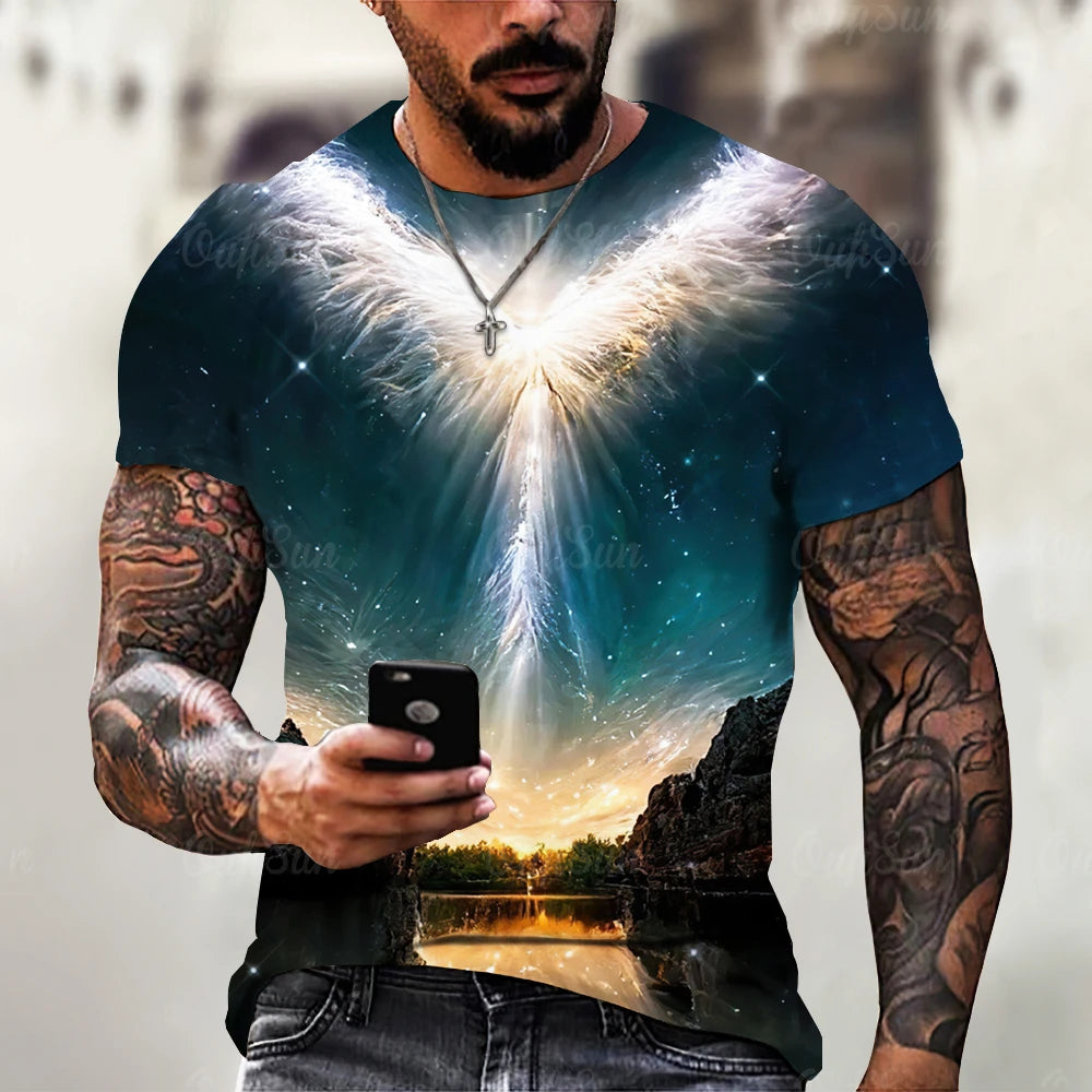 Men's T Shirt 3d Lightning Print Mens Short-Sleeved Tops Summer Street Fashion T-Shirt for Men Casual Tees Oversized Clothing XL - Lootquake
