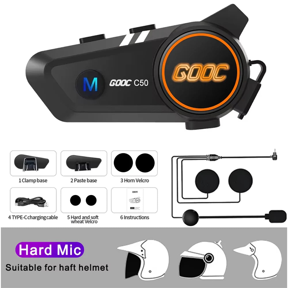 Auriculares inalámbricos Bluetooth 5.3 para casco, manos libres, para motocicleta, impermeables, reproductor de música MP3 y altavoz