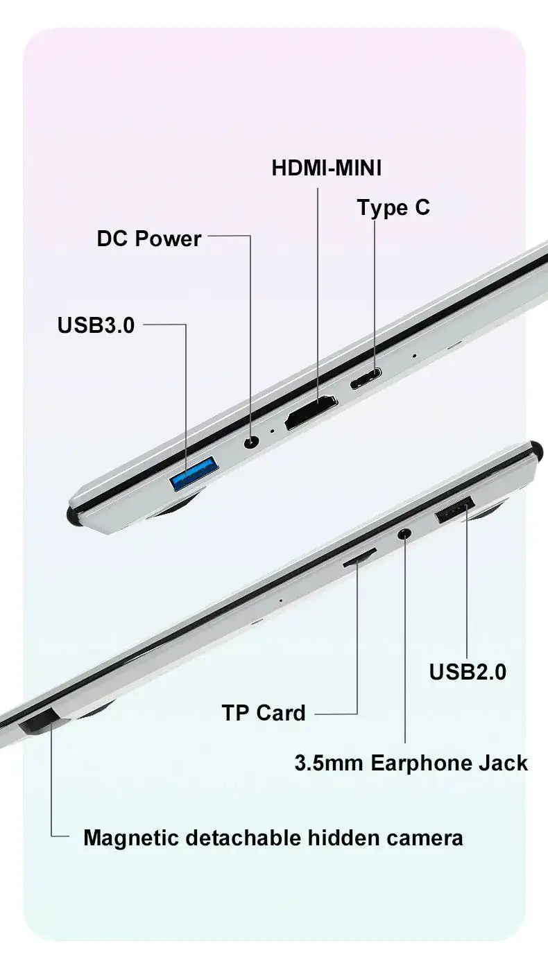 CRELNADER Dual Screen Laptop 7 Inch Touch Screen Metal Case RGB Backlit Fingerprint Unlock Window 11 Ultrathin Laptops Notebook - Lootquake