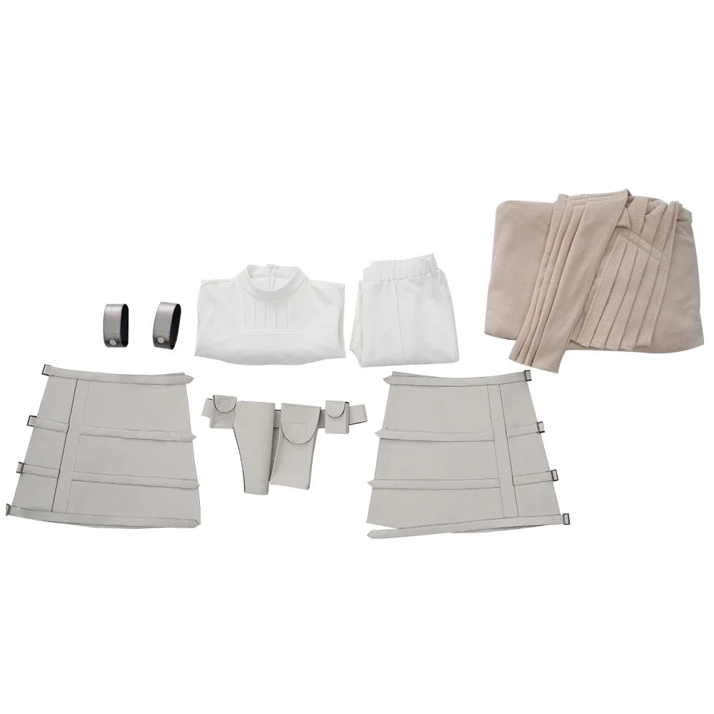 Halloween Costume Star Queen Amidala Cosplay Outfit White Women Suit With Top Pants Cloak Belt Props Shoe Covers Custom Made